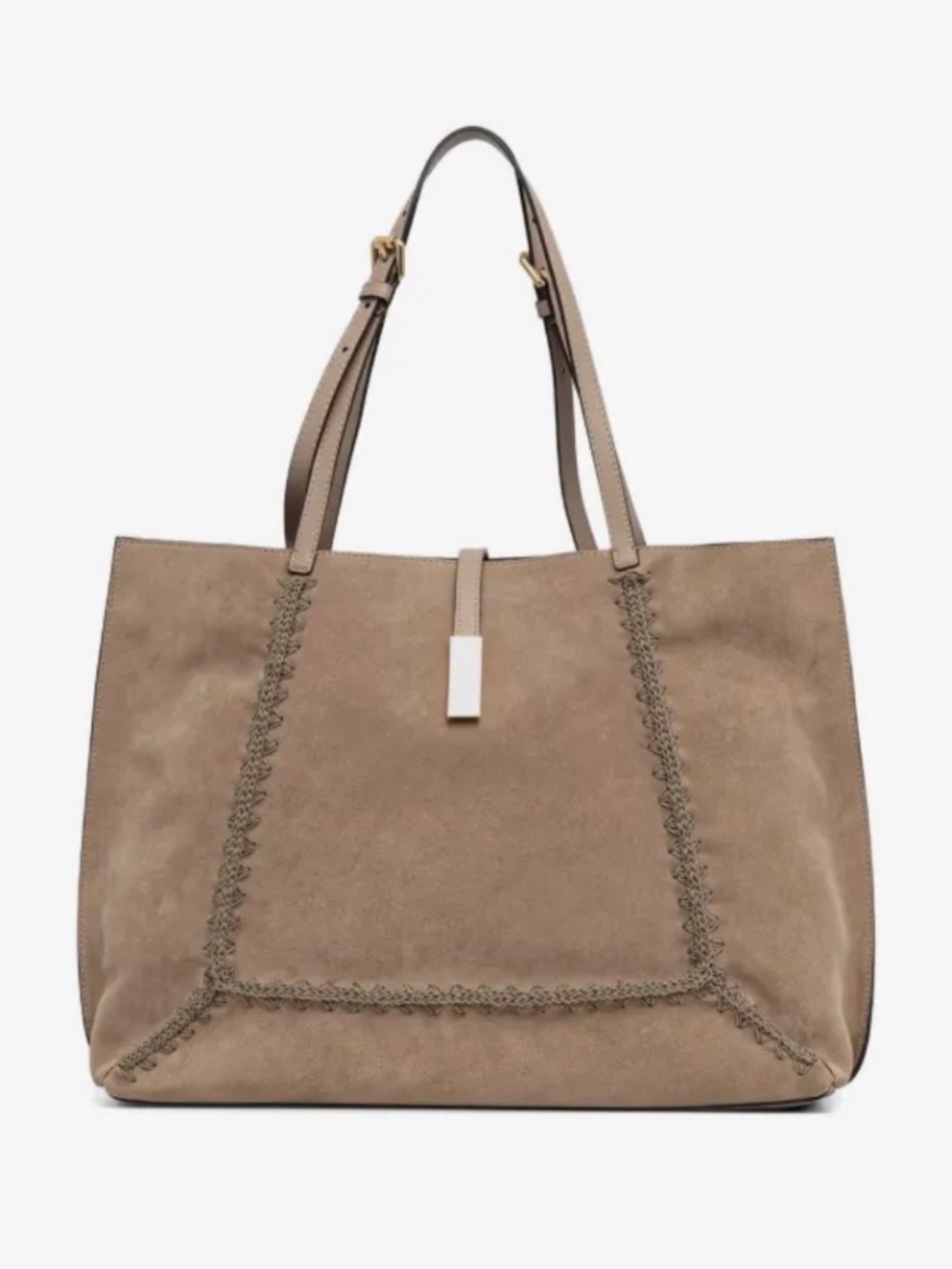 Pollini - Austin whipstitch-trim suede tote bag